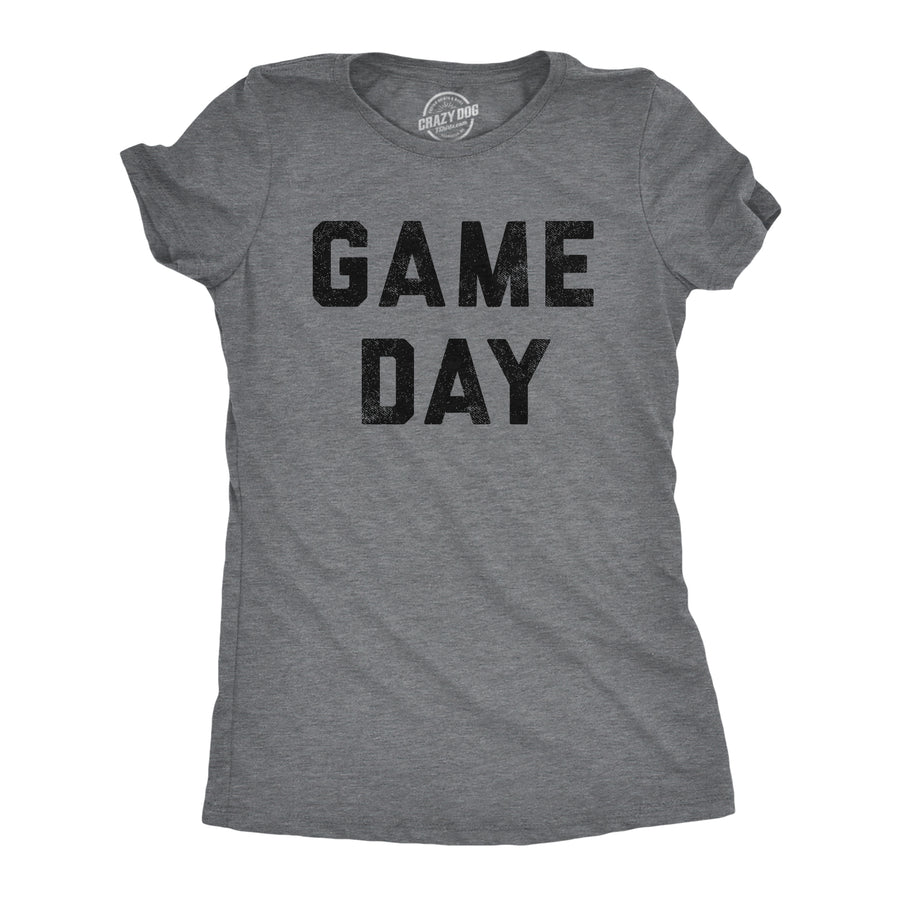 Funny Dark Heather Grey Game Day Womens T Shirt Nerdy Football Tee