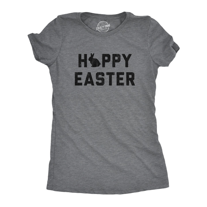 Funny Dark Heather Grey Happy Easter Womens T Shirt Nerdy Easter Animal Tee