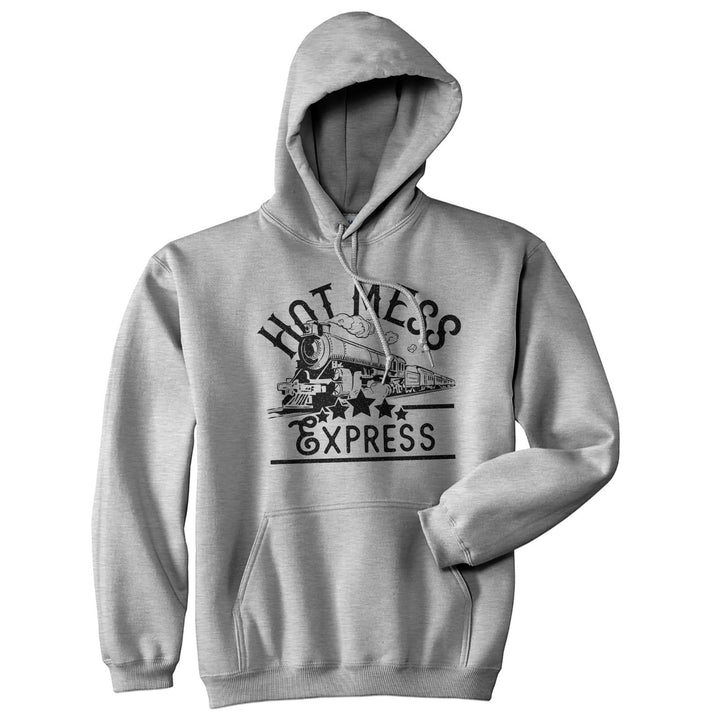 Funny Heather Grey Hot Mess Express Hoodie Nerdy Drinking Tee