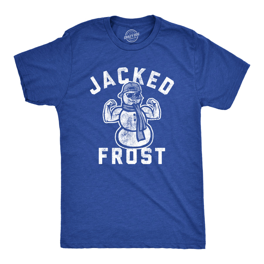 Funny Heather Royal Jacked Frost Mens T Shirt Nerdy Christmas fitness Tee