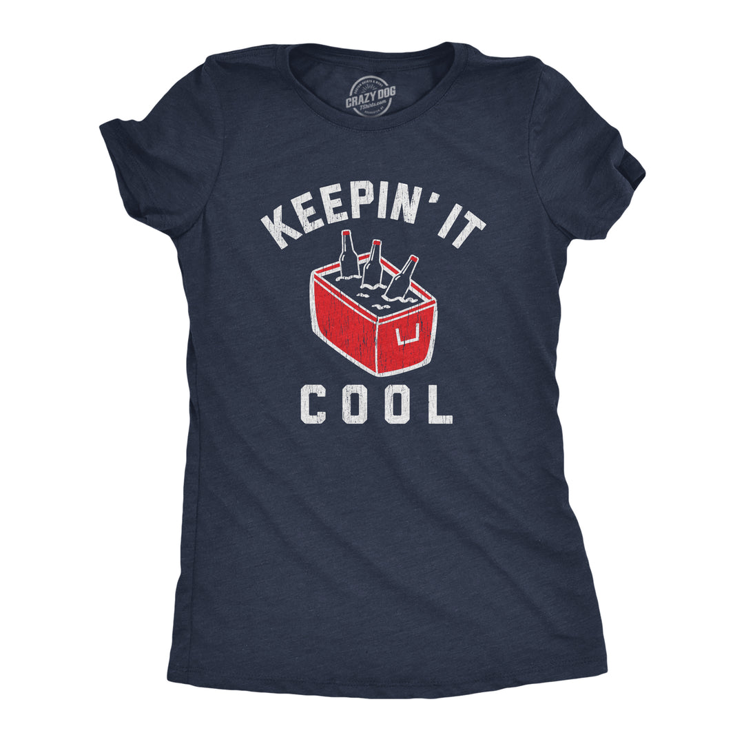 Funny Heather Navy Keepin' It Cool Womens T Shirt Nerdy Beer Tee