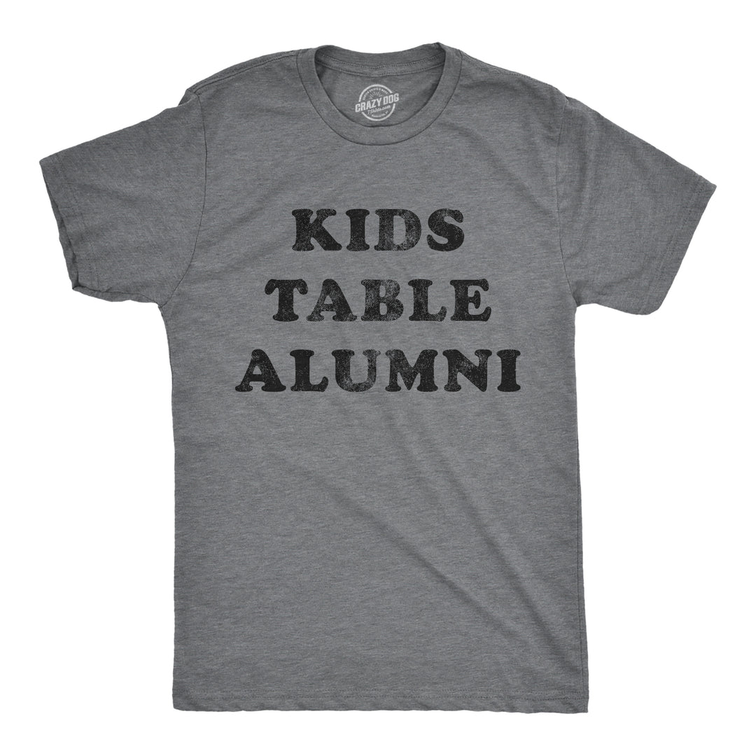 Funny Dark Heather Grey Kids Table Alumni Mens T Shirt Nerdy Thanksgiving Tee