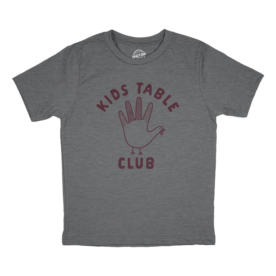 Funny Dark Heather Grey Kids Table Club Youth T Shirt Nerdy Thanksgiving Food Tee