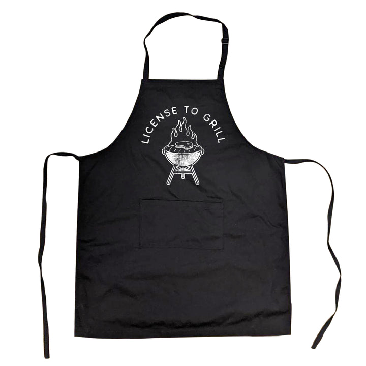 Funny Black License To Grill Apron Nerdy Food Tee