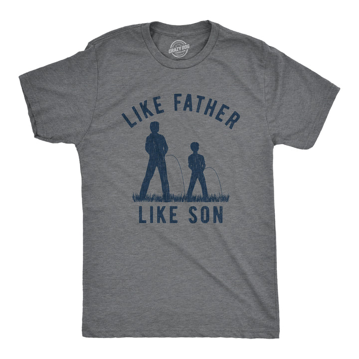 Funny Dark Heather Grey Like Father Like Son Mens T Shirt Nerdy Father's Day Toilet Tee