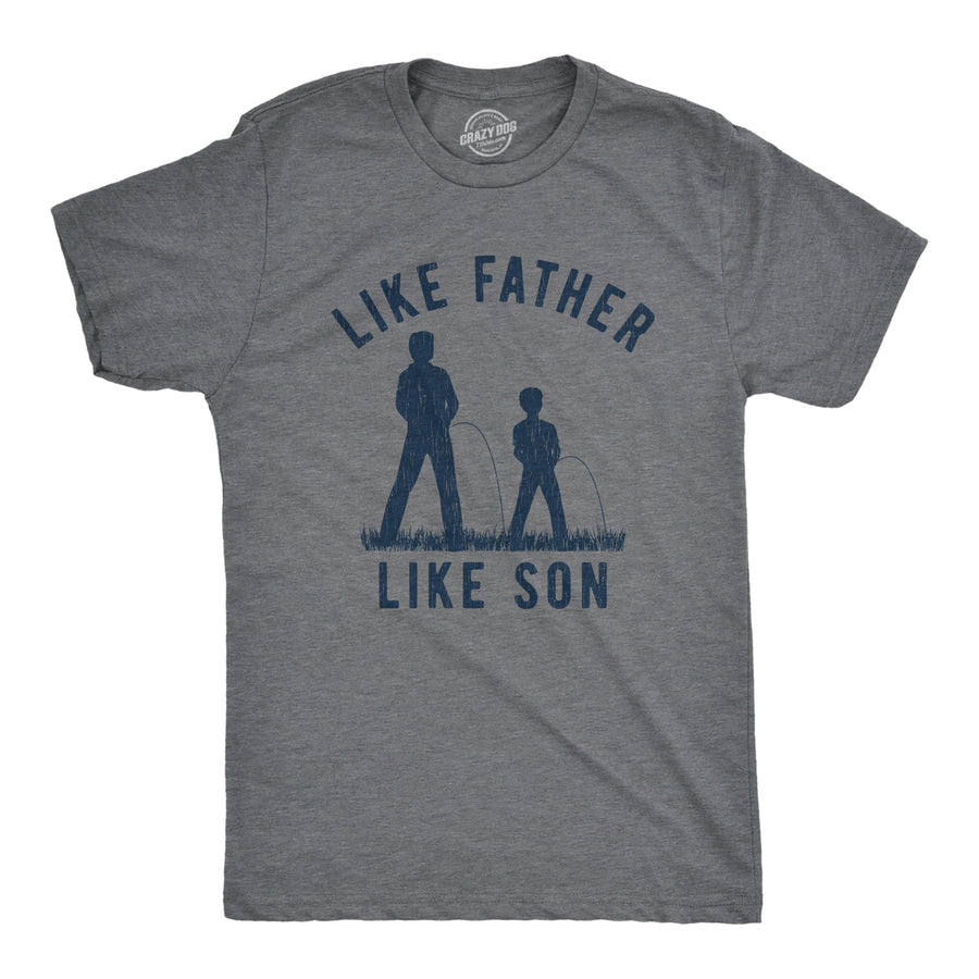 Funny Dark Heather Grey Like Father Like Son Mens T Shirt Nerdy Father's Day Toilet Tee