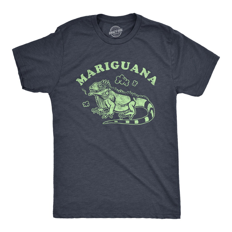 Funny Heather Navy Mariguana Mens T Shirt Nerdy 420 Animal Tee