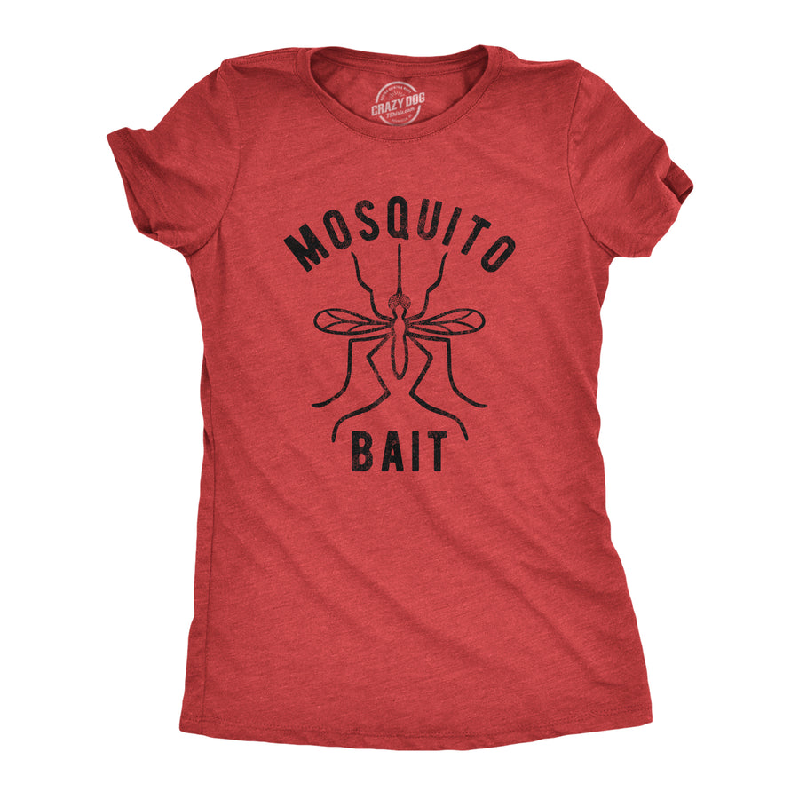 Funny Heather Red Mosquito Bait Womens T Shirt Nerdy Camping Tee