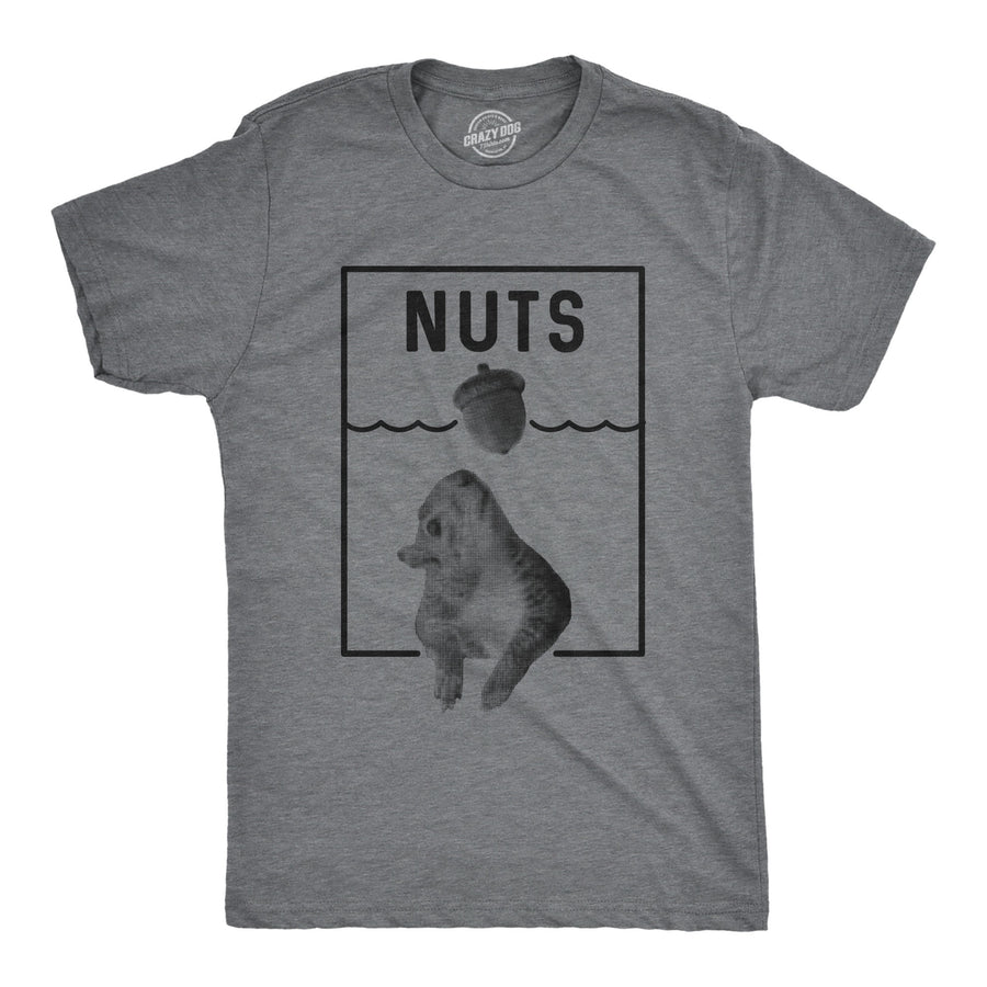 Funny Dark Heather Grey Nuts Jaws Squirrel Parody Mens T Shirt Nerdy Shark Week Sarcastic Tee