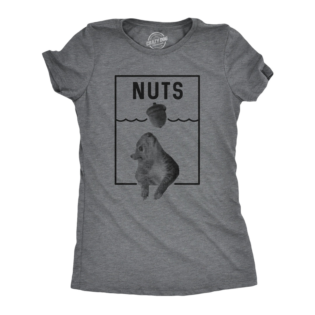 Funny Dark Heather Grey Nuts Jaws Squirrel Parody Womens T Shirt Nerdy Shark Week Sarcastic Tee