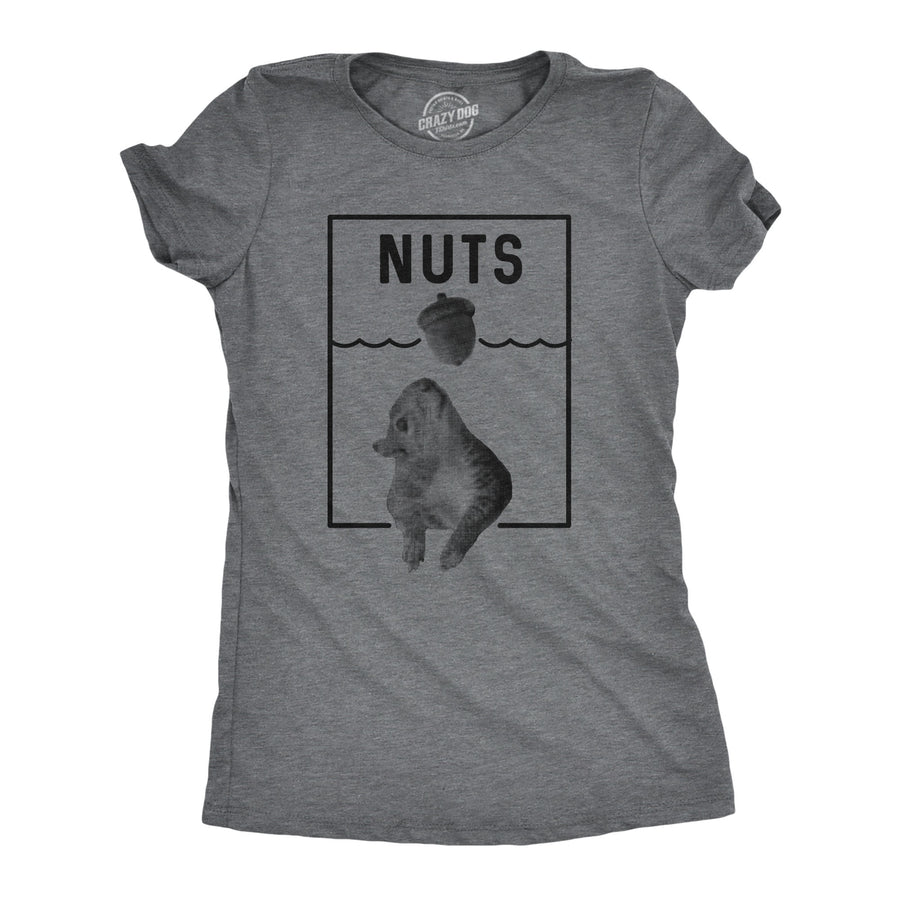 Funny Dark Heather Grey Nuts Jaws Squirrel Parody Womens T Shirt Nerdy Shark Week Sarcastic Tee