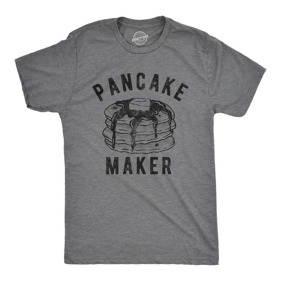 Funny Dark Heather Grey Pancake Maker Mens T Shirt Nerdy Food Tee