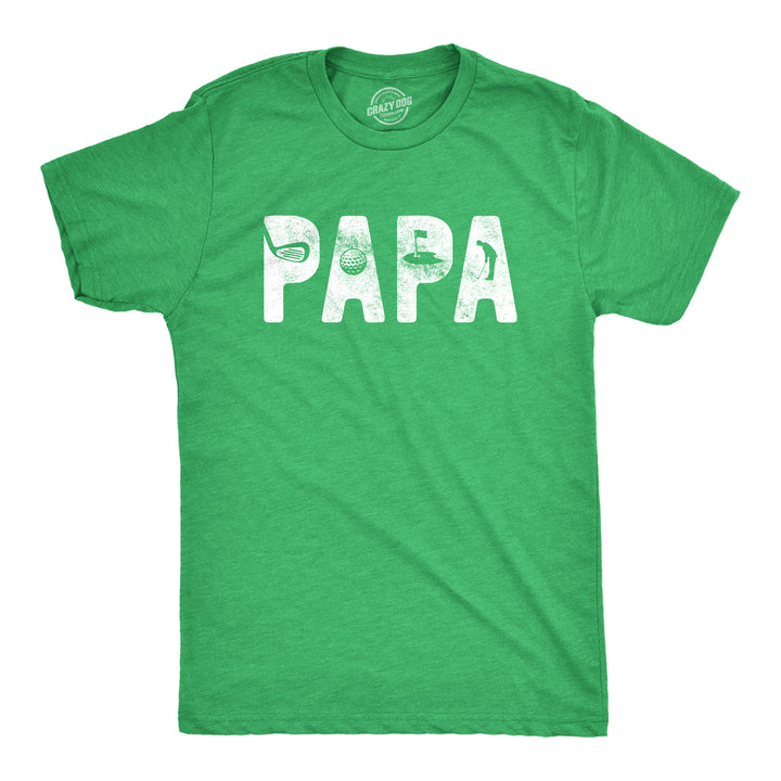 Funny Heather Green Papa Golf Mens T Shirt Nerdy Father's Day Golf Tee