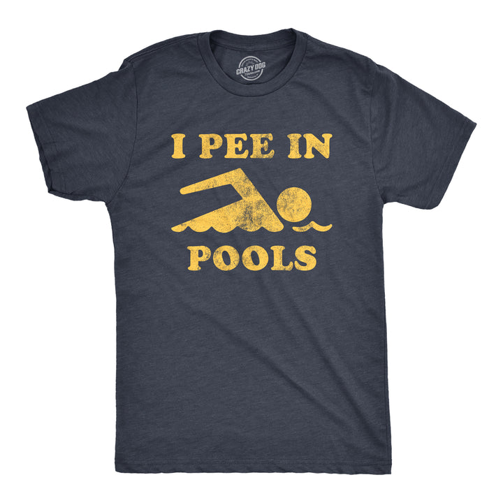 Funny Heather Navy I Pee In Pools Mens T Shirt Nerdy Toilet Tee