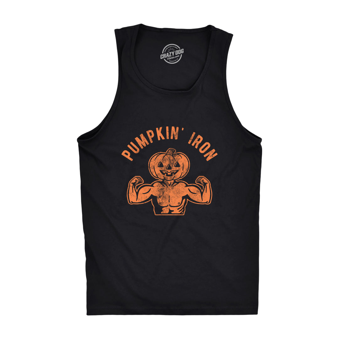 Funny Black - Pumpkin Iron Pumpkin Iron Mens Tank Top Nerdy Halloween Fitness Tee