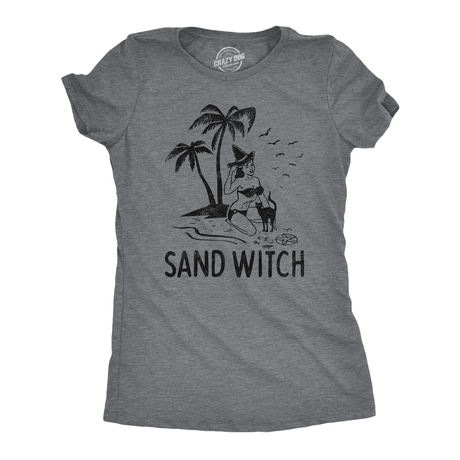 Funny Dark Heather Grey Sand Witch Womens T Shirt Nerdy Halloween Food Tee