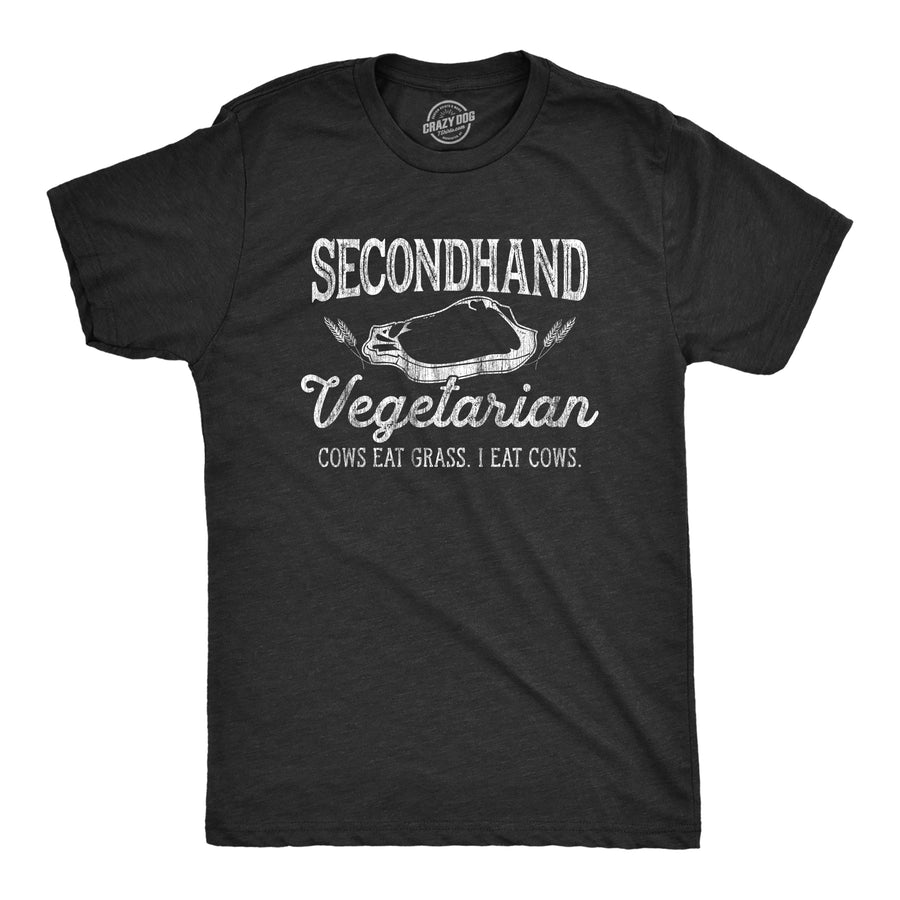 Funny Heather Black Secondhand Vegetarian Mens T Shirt Nerdy Food Tee