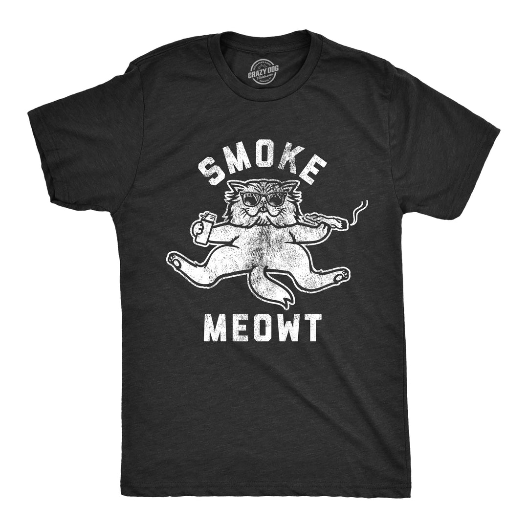 Funny Heather Black Smoke Meowt Mens T Shirt Nerdy 420 Cat Tee