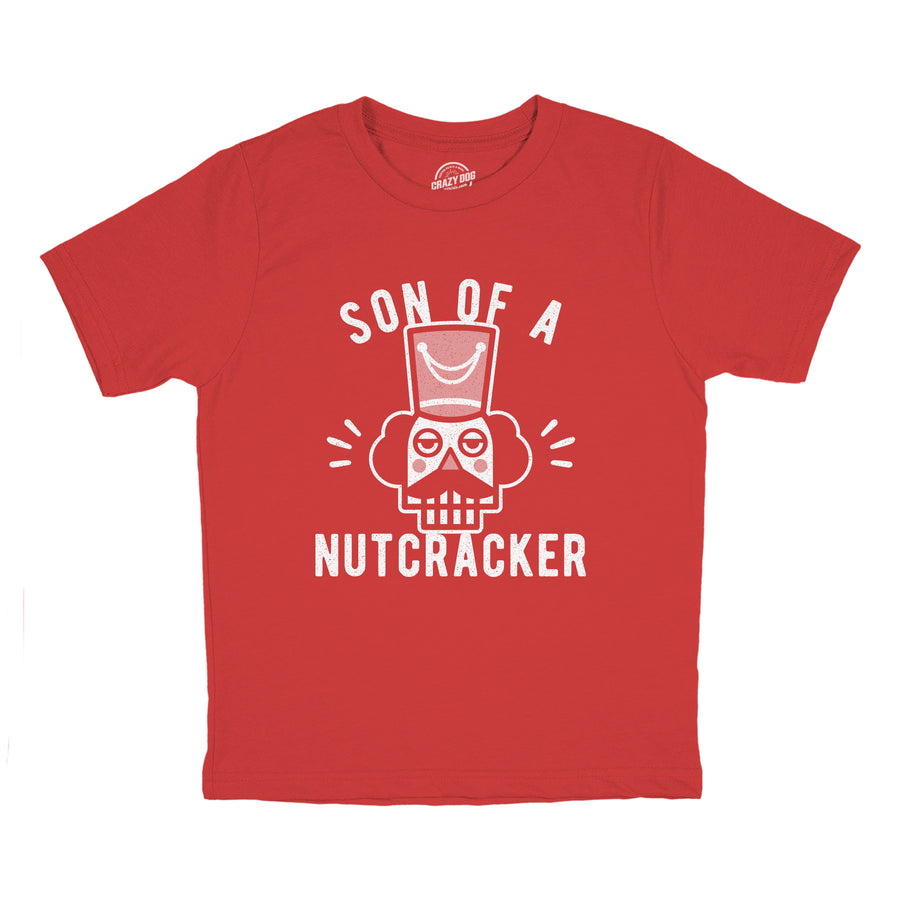 Funny Red Son Of A Nutcracker Youth T Shirt Nerdy Christmas Tee