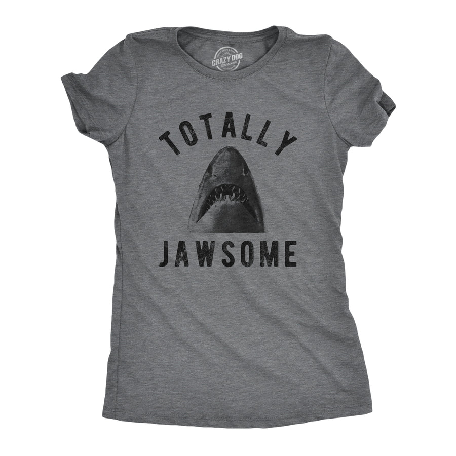 Funny Dark Heather Grey Totally Jawsome Womens T Shirt Nerdy Shark Week Tee