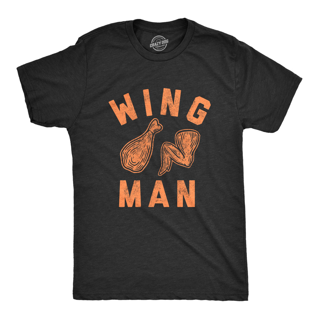 Funny Heather Black Wing Man Mens T Shirt Nerdy Food Tee