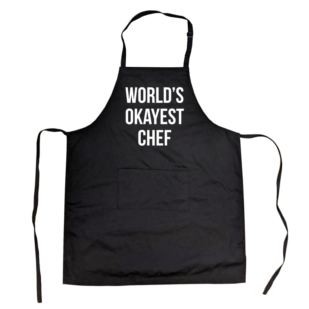 Funny Black World's Okayest Chef Apron Nerdy Okayest Tee