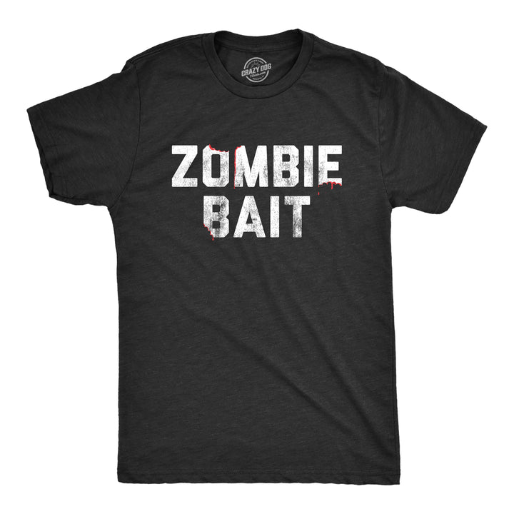 Funny Heather Black Zombie Bait Mens T Shirt Nerdy Halloween Zombie Tee