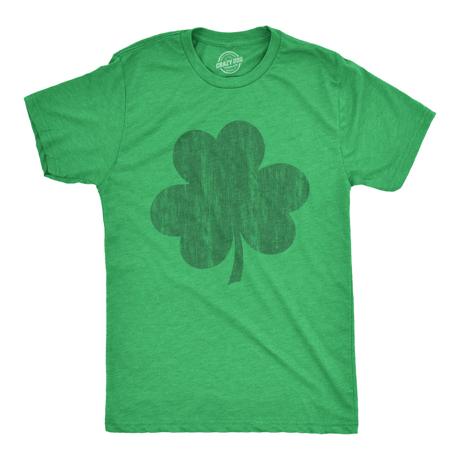 Funny Heather Green - Distressed Clover Distressed Clover Mens T Shirt Nerdy Saint Patrick's Day Retro Tee
