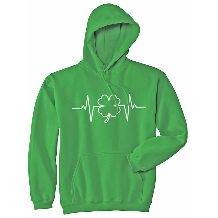 Funny Green St. Patrick's Heart Beat Hoodie Nerdy Saint Patrick's Day Drinking Tee