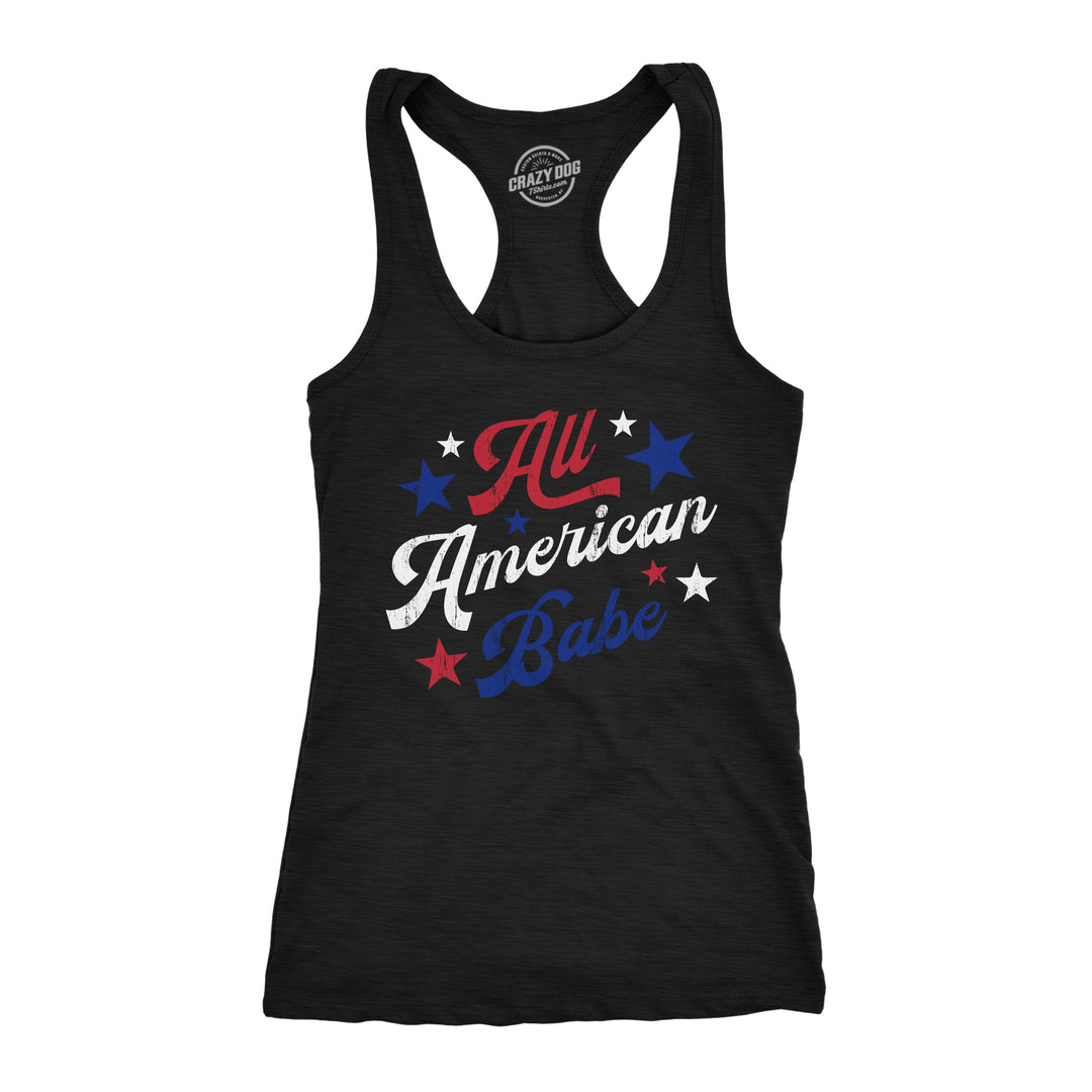 Funny Heather Black All American Babe Womens Tank Top Nerdy Fourth Of July Tee