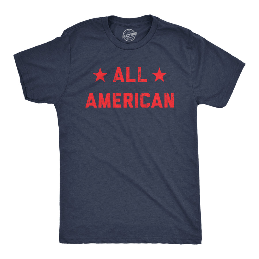 Funny Heather Navy All American Mens T Shirt Nerdy Fourth Of July Tee