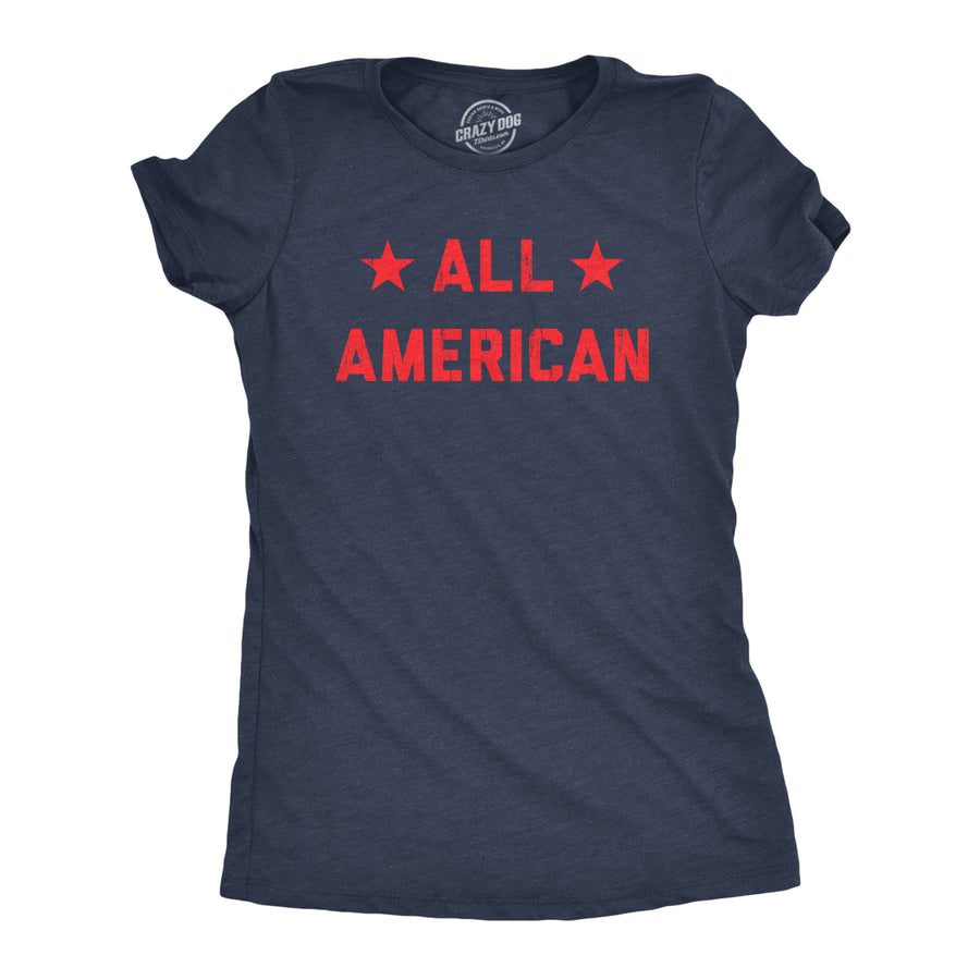 Funny Heather Navy All American Womens T Shirt Nerdy Fourth Of July Tee