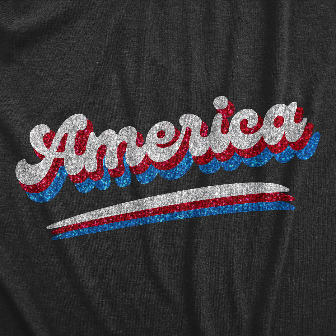 America Retro Glitter Women's T Shirt