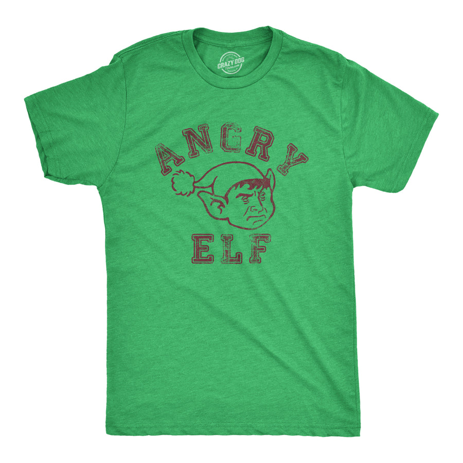 Funny Heather Green - ELF Angry Elf Mens T Shirt Nerdy Christmas Sarcastic Tee