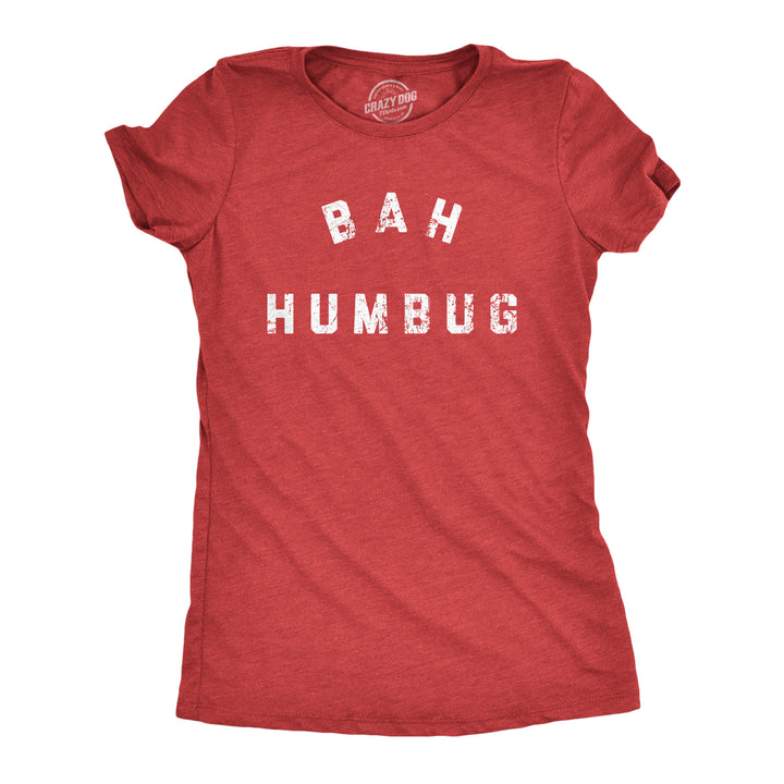 Funny Heather Red - BAH Bah Humbug Womens T Shirt Nerdy Christmas Tee