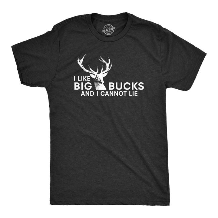 Funny Black I Like Big Bucks Mens T Shirt Nerdy Hunting Tee