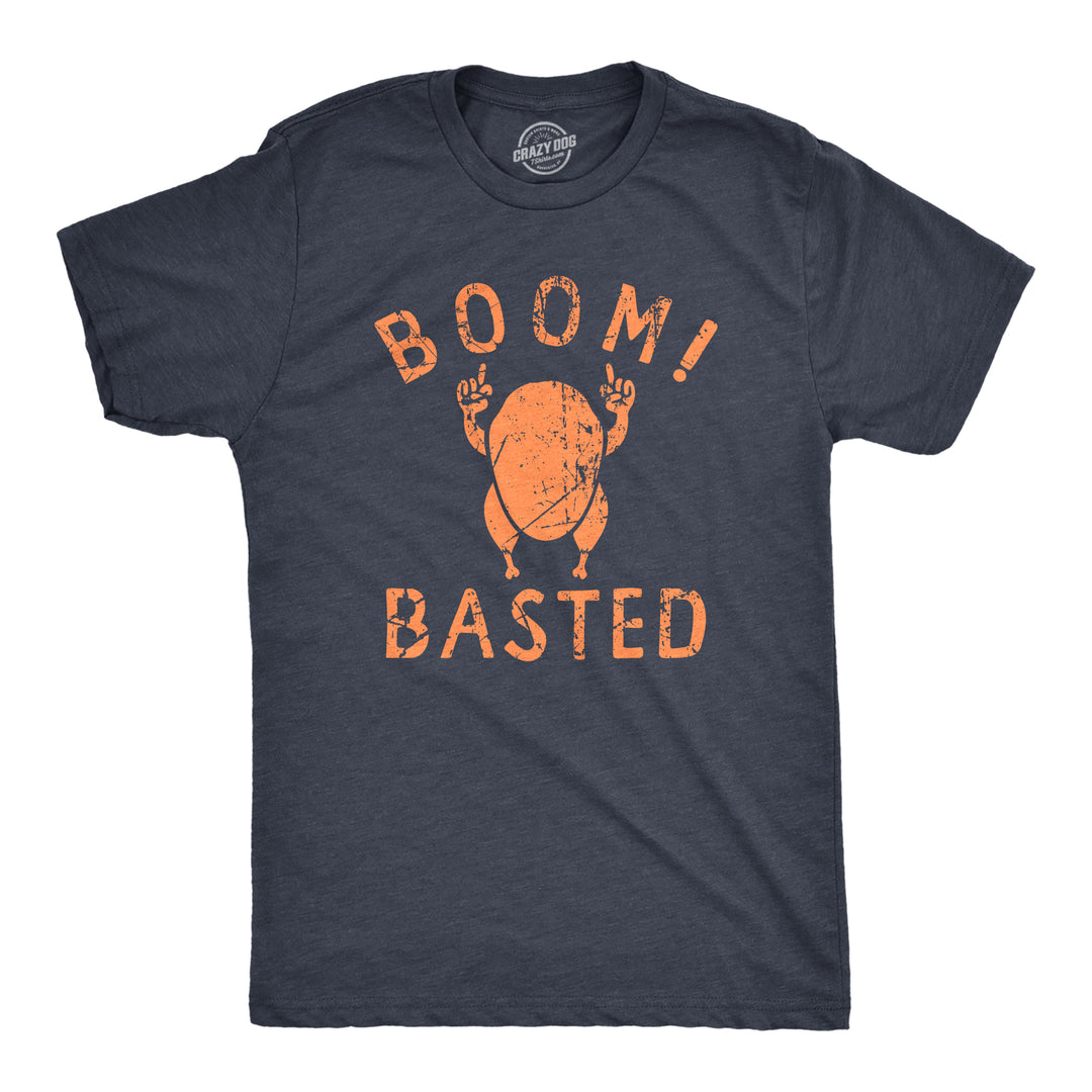 Funny Heather Navy - BASTED Boom Basted Mens T Shirt Nerdy Thanksgiving Food Tee