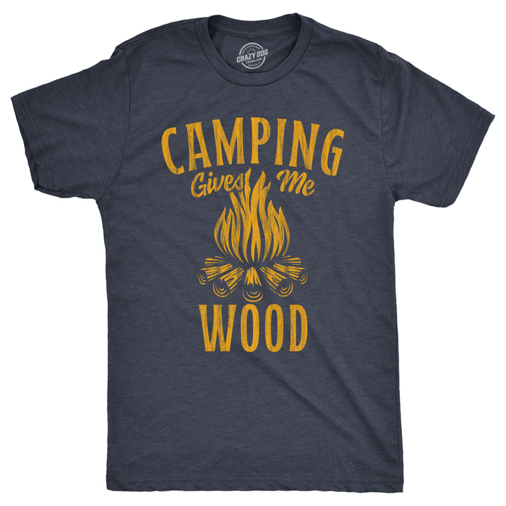 Funny Heather Navy - WOOD Camping Gives Me Wood Mens T Shirt Nerdy Sex Camping Tee