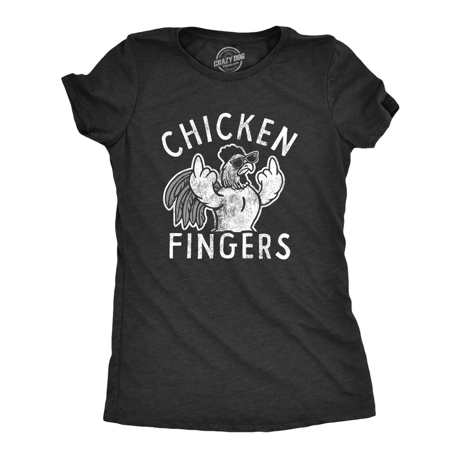 Funny Heather Black Chicken Fingers Womens T Shirt Nerdy animal Tee