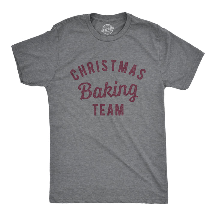 Funny Dark Heather Grey Christmas Baking Team Mens T Shirt Nerdy Christmas Food Tee