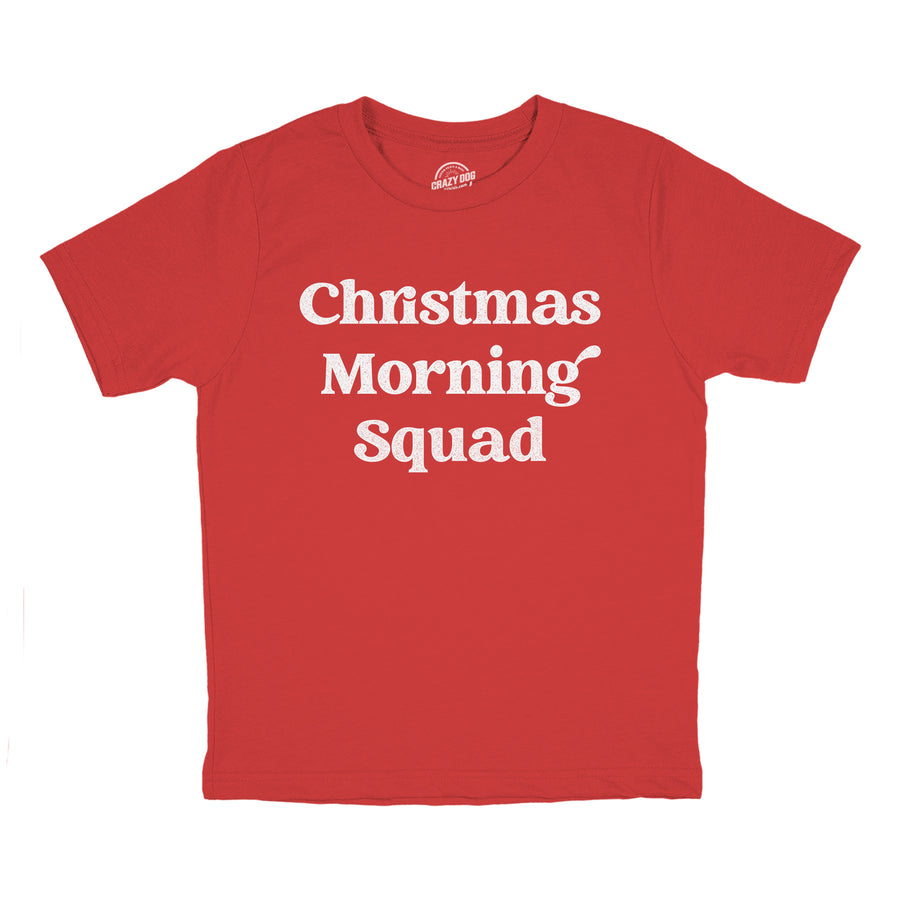 Funny Red Christmas Morning Squad Youth T Shirt Nerdy Christmas Tee