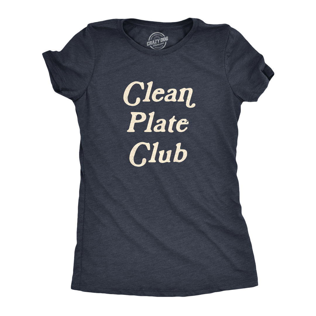 Funny Heather Navy - PLATE Clean Plate Club Womens T Shirt Nerdy Thanksgiving Food Tee