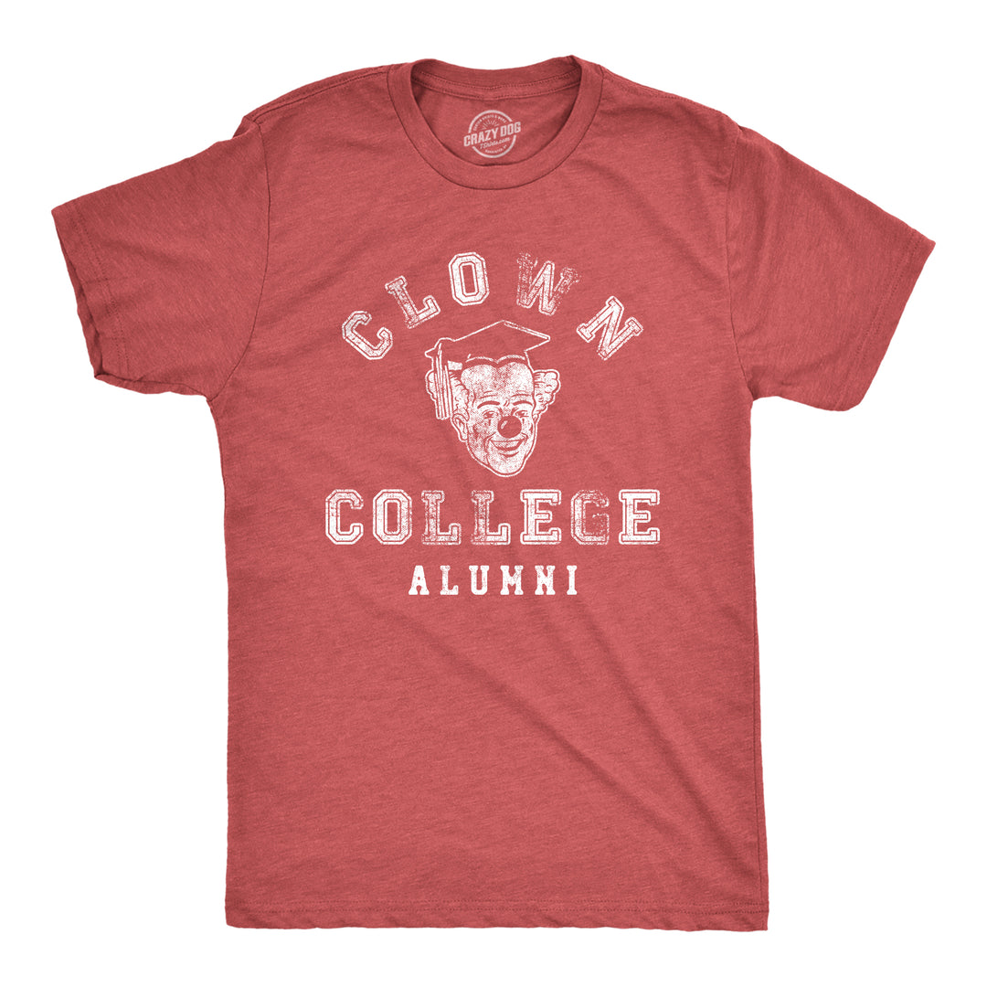 Funny Heather Red Clown College Alumni Mens T Shirt Nerdy teacher Tee