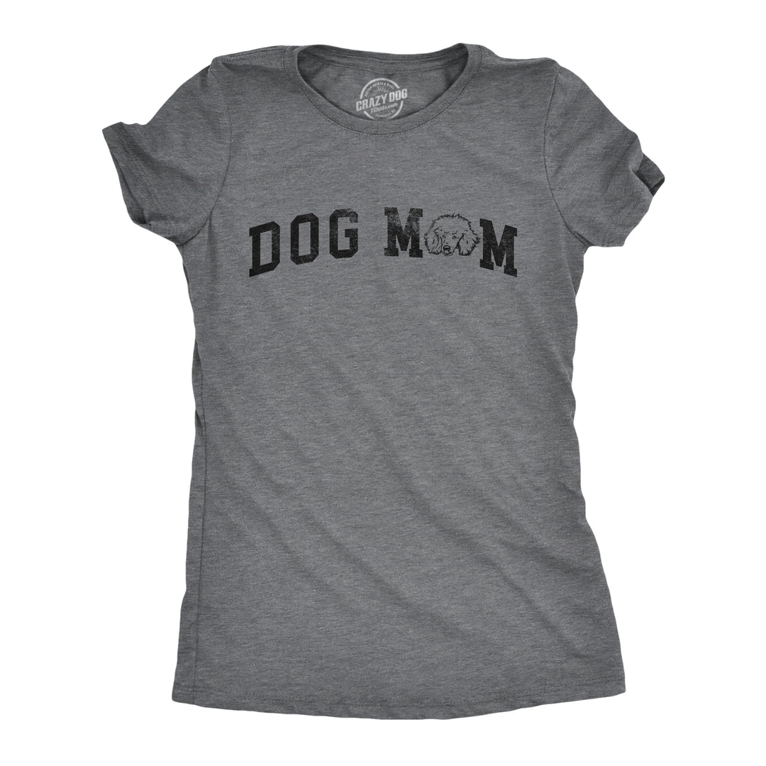 Funny Dark Heather Grey Dog Mom Poodle Womens T Shirt Nerdy Dog Tee