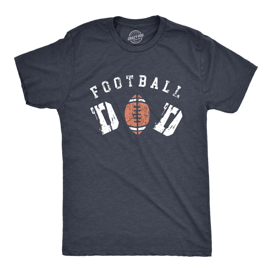 Funny Heather Navy Football Dad Mens T Shirt Nerdy Father's Day Football Tee