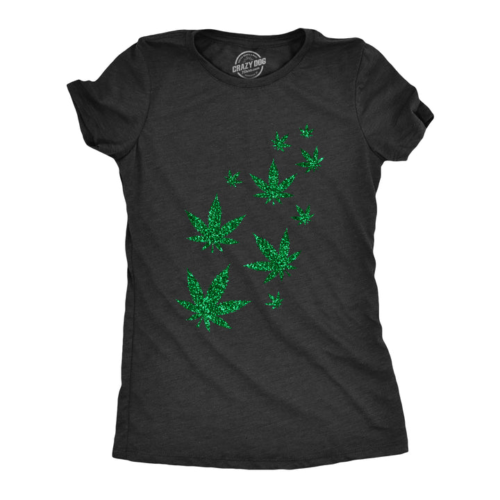 Funny Heather Black - Glitter Pot Glitter Pot Leaves Womens T Shirt Nerdy Saint Patrick's Day 420 Tee