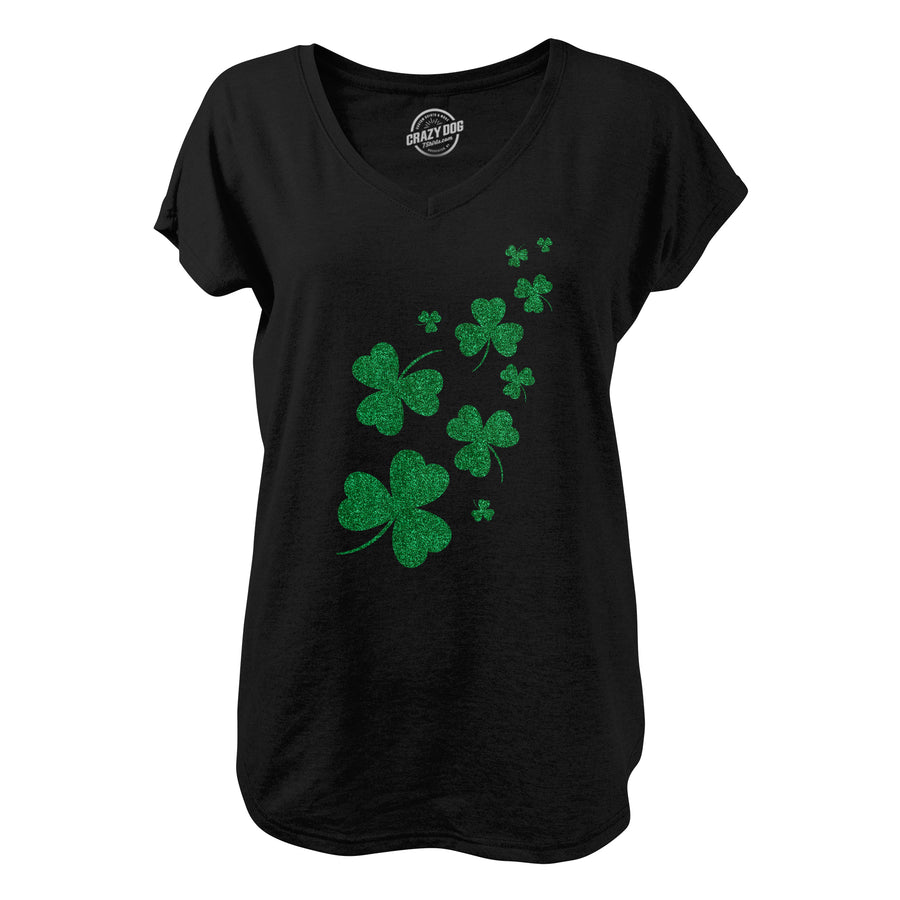 Funny Black Glitter Shamrocks Nerdy Saint Patrick's Day Beer Tee