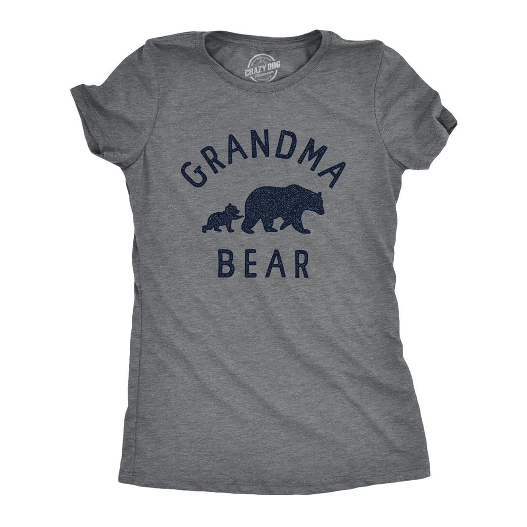 Funny Dark Heather Grey Grandma Bear Womens T Shirt Nerdy Grandmother animal Tee