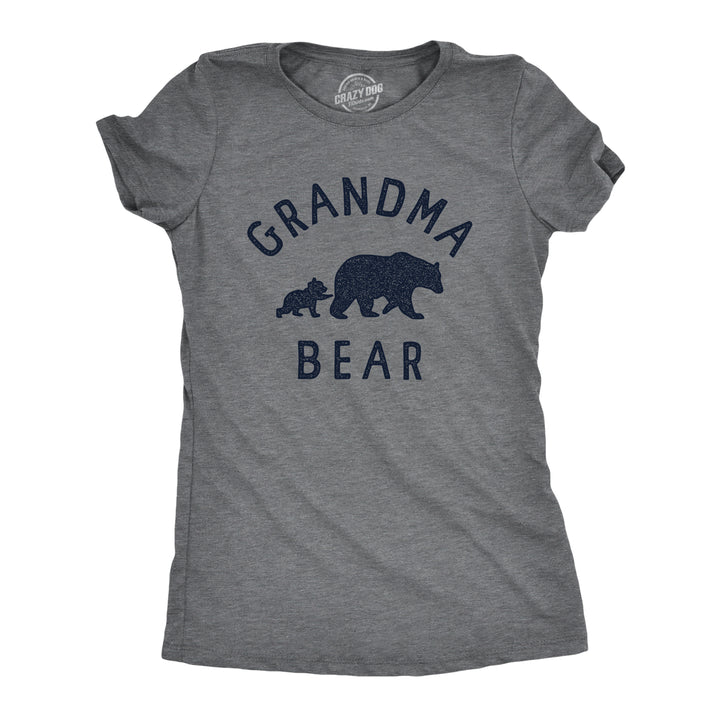 Funny Dark Heather Grey Grandma Bear Womens T Shirt Nerdy Grandmother animal Tee