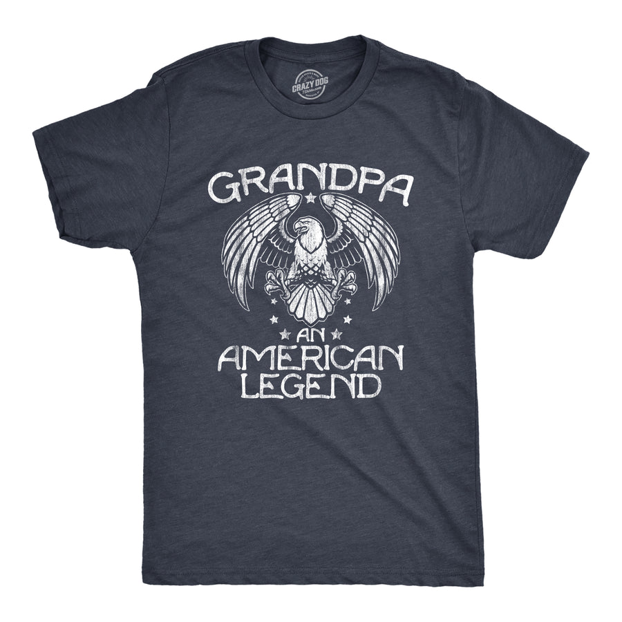 Funny Heather Navy Grandpa An American Legend Mens T Shirt Nerdy Grandfather Tee